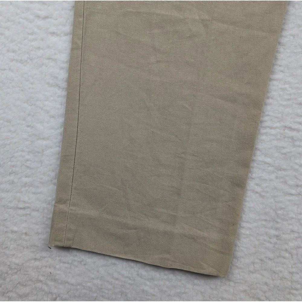 J‎ Crew Linen Blend Chino Pants Men's 33x30 Khaki Flat Front Straight Leg